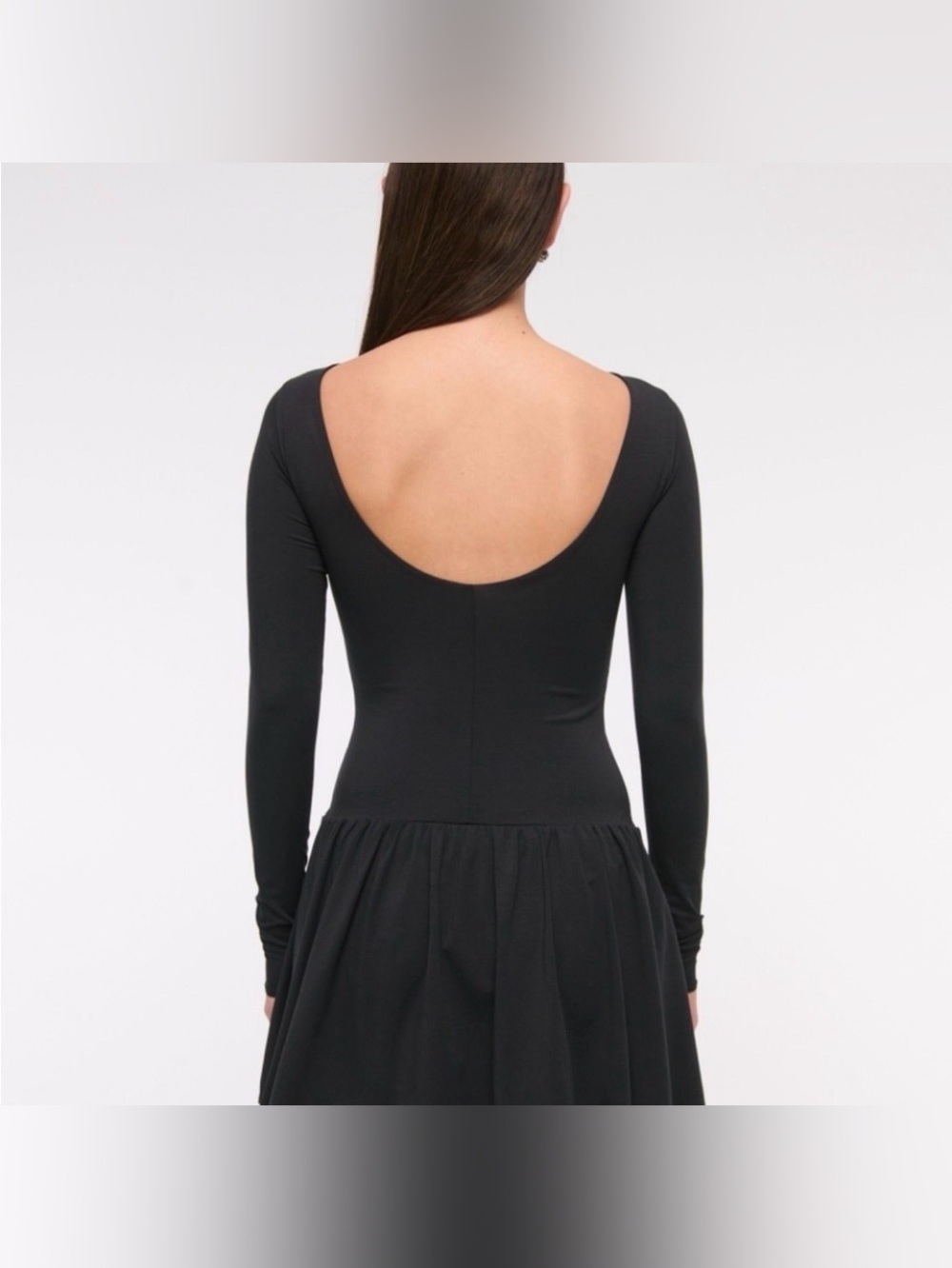 Abercrombie & Fitch Black Skort Long-Sleeve Drop Waist Dress. Size M - Picture 2 of 9